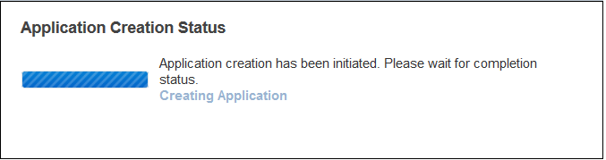 Application Creation Status dialog box