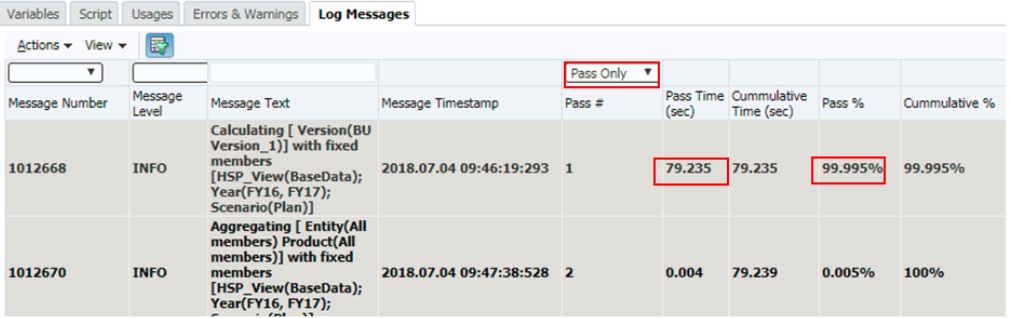 Log messages with Pass Only selected