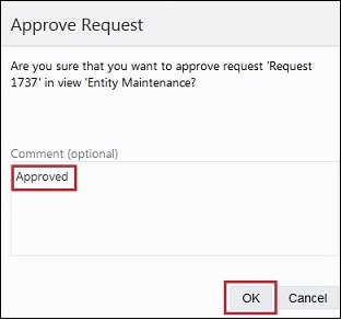 Approved Request dialog box