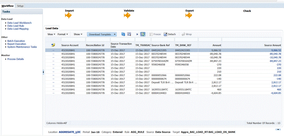 Image shows the Data Load Workbench page.