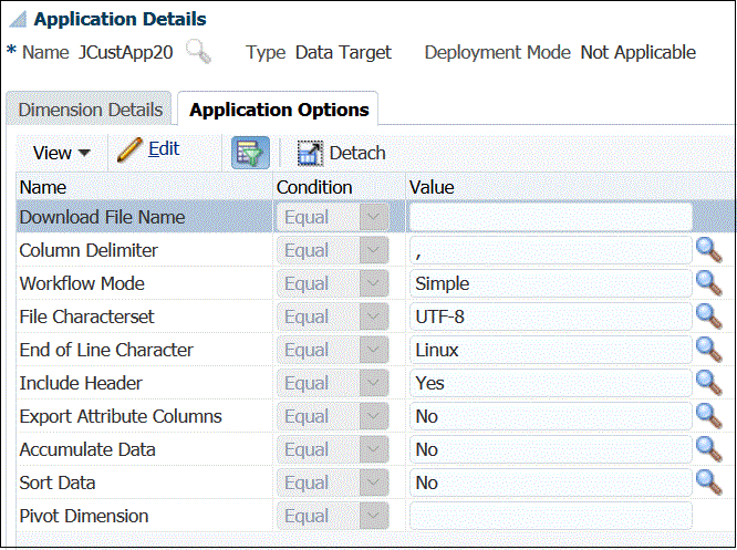 Image shows the Application Options tab.