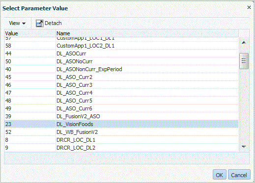 Image shows the Search Parameter Value screen.
