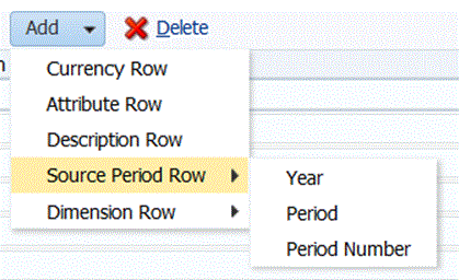 Image shows the Add options drop down on the Import Format screen