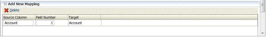 Image shows Add New Mapping summary grid.