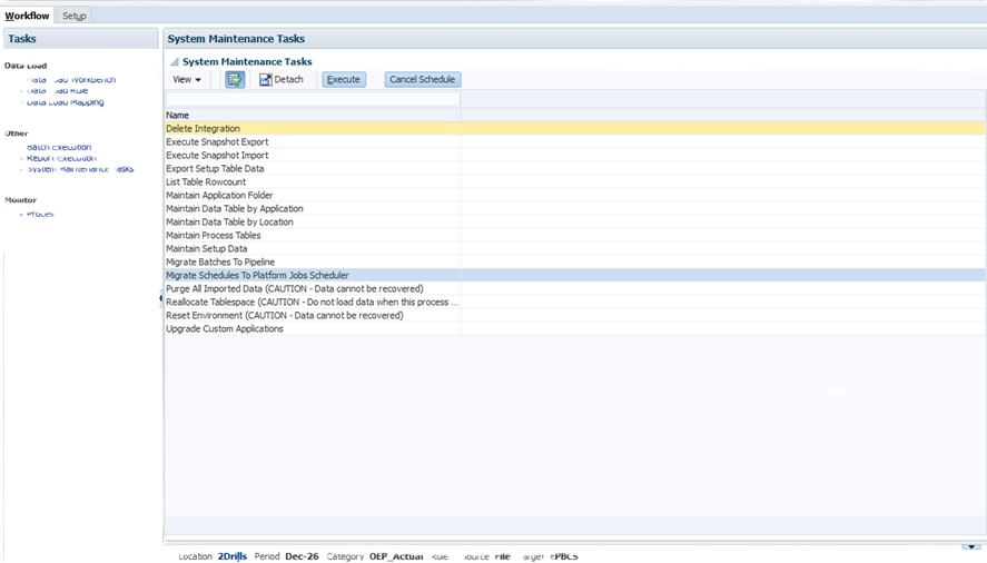 Image shows System Maintenance Tasks page.