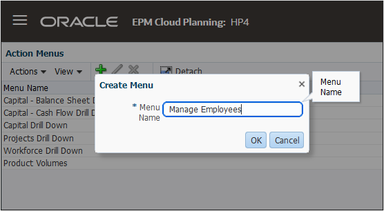Create Manage Employees Action Menu
