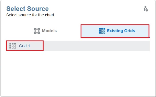 Select Source dialog box with Existing Grids and Grid 1 selected