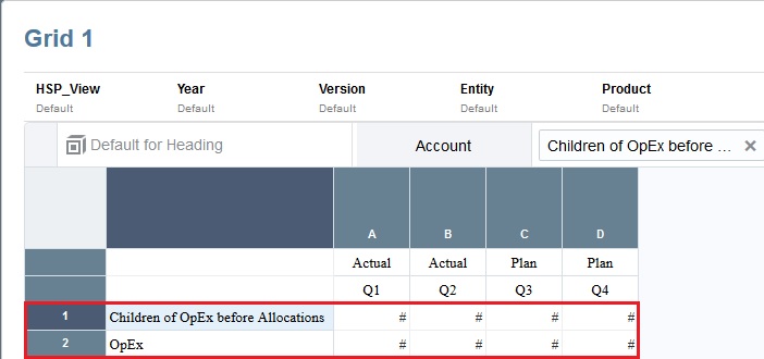 Grid with row 1 separated Grid with row 1 separated