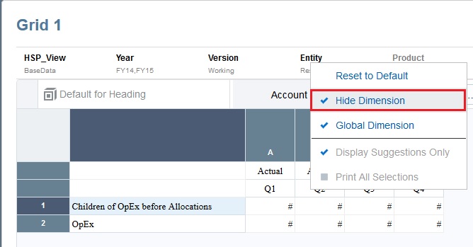 Hide Dimension Hide Dimension