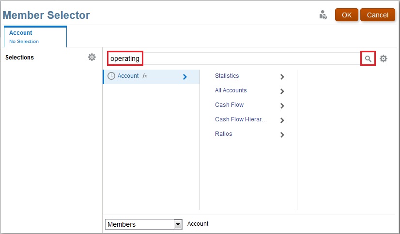 Member Selector searching on Operating Member Selector searching on Operating