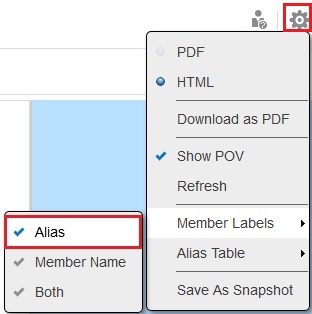 Member Labels set to Alias