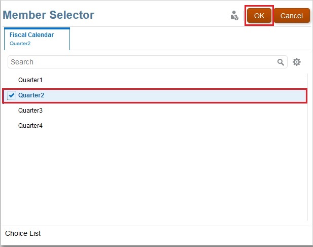 Member Selector with Quarter 2 selected Member Selector with Quarter 2 selected