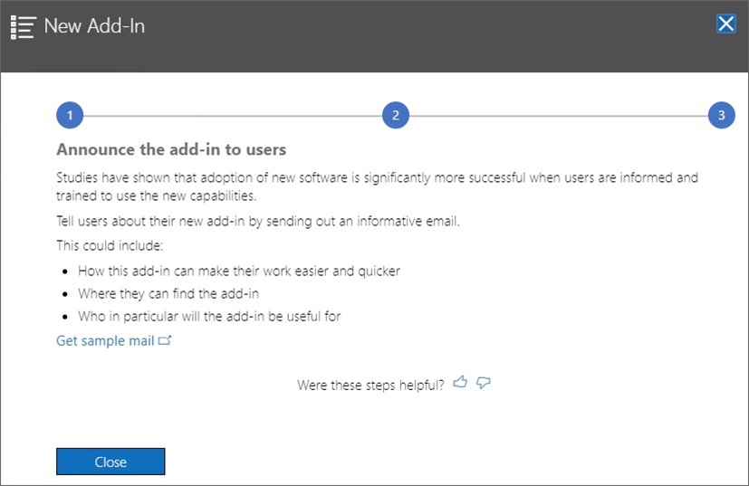 Wizard step 3: Information about email notification