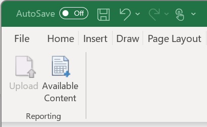 Available Content button in the Narrative Reporting ribbon