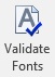 Validate Fonts icon on the Narrative Reporting ribbon ribbon