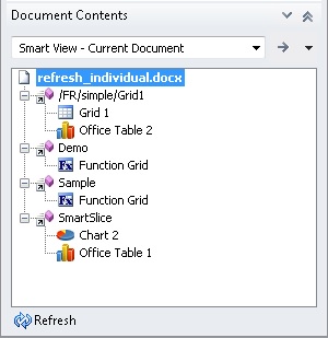 Document Contents pane with Word document selected. Document Contents pane with Word document selected.