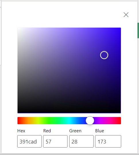 Color controls changed to display a shade of blue