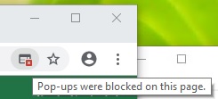 The URL address bar in Chrome showing the Pop-up blocker button