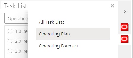 Task lists associated with current application and an All Task Lists option