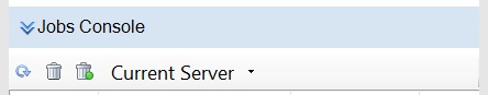 Jobs Console buttons: Refresh all jobs button, Delete selected jobs button, Delete all completed jobs button, Current Server and All Servers toggle button