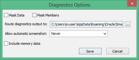 The Diagnostics Options dialog box