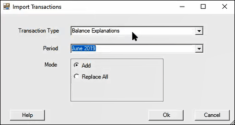 Import dialog