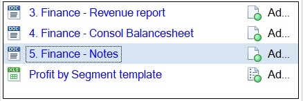 Portion of the Report Center panel showing the highlighting of a selected docet