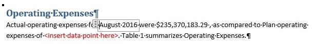 A portion of a doclet showing the result of inserting a static variable for the current month.