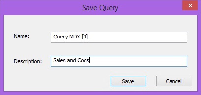 Save Query dialog box where you enter a Name and an optional Description.