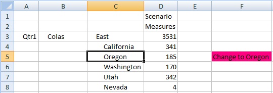 After Refresh, the cell style on the Oregon member, C5, is now cleared.