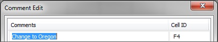Cell comment highlighted and ready to be deleted in Comment Edit dialog box.