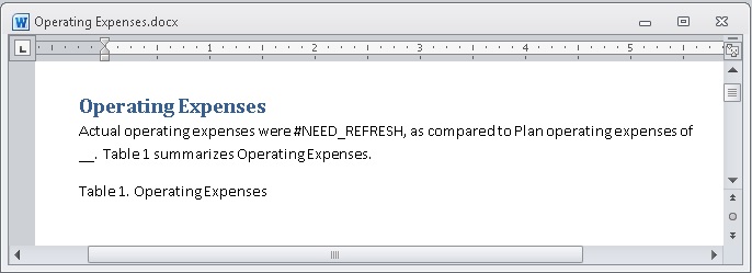 The doclet showing the #NEED_REFRESH placeholder at the point where we pasted the data point