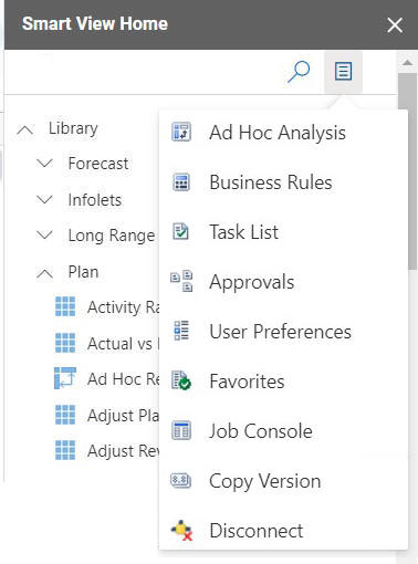Actions menu Actions menu