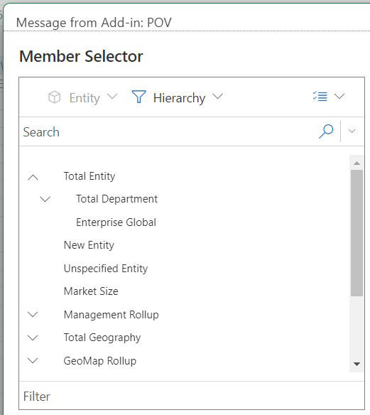 Dimension selector grayed out