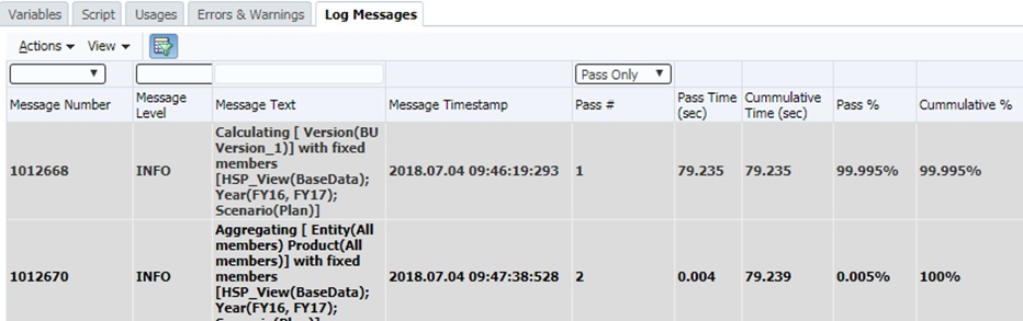 Sample Message Displayed on Running a Rule with Pass Only Selection