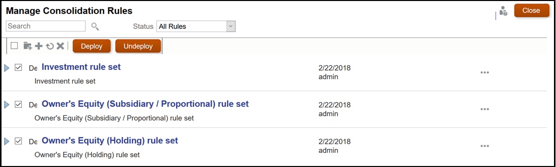 Undeploying rule sets