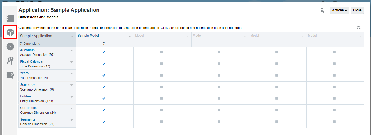 From the Dimensions and Models tab, select the name of the dimension to which you want to grant access.