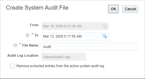 Select the end timestamp for the system audit.