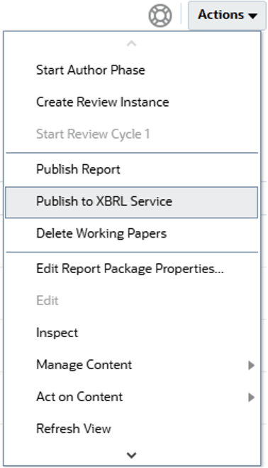 Publishing the Report Package to an XBRL Service
