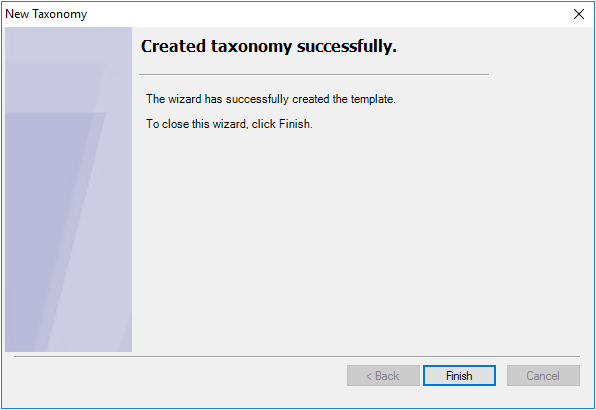 Created Taxonomy Successfully