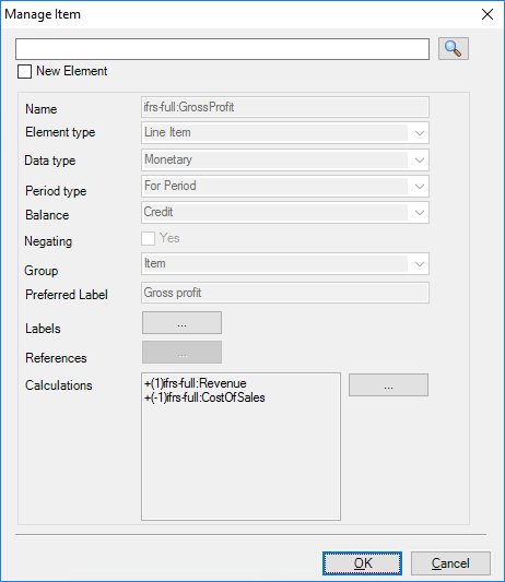 screenshot shows the Manage Item dialog box information in read-only format