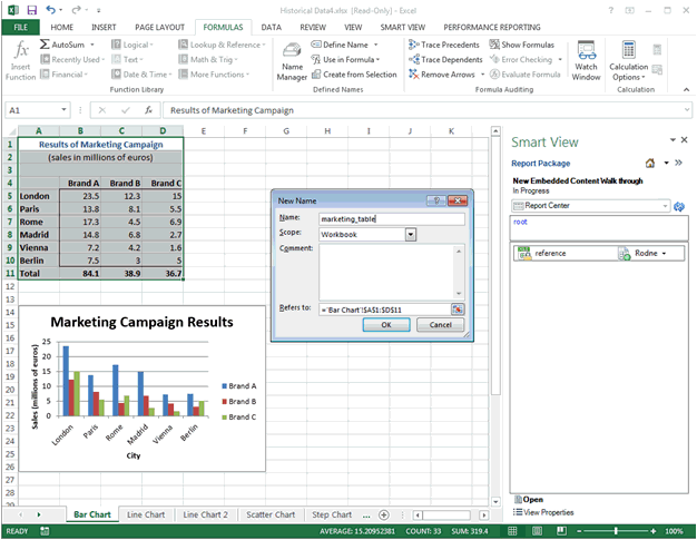 Embedded content in an Microsoft Office Excel spreadsheet.
