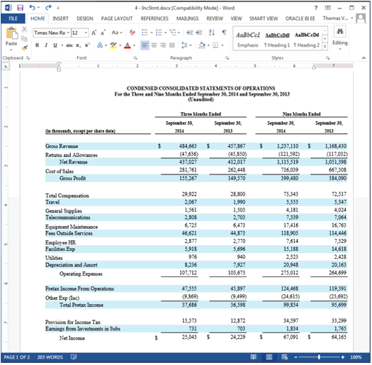 Example of a stylized report.