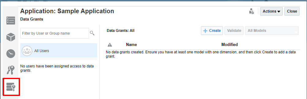 data grants tab