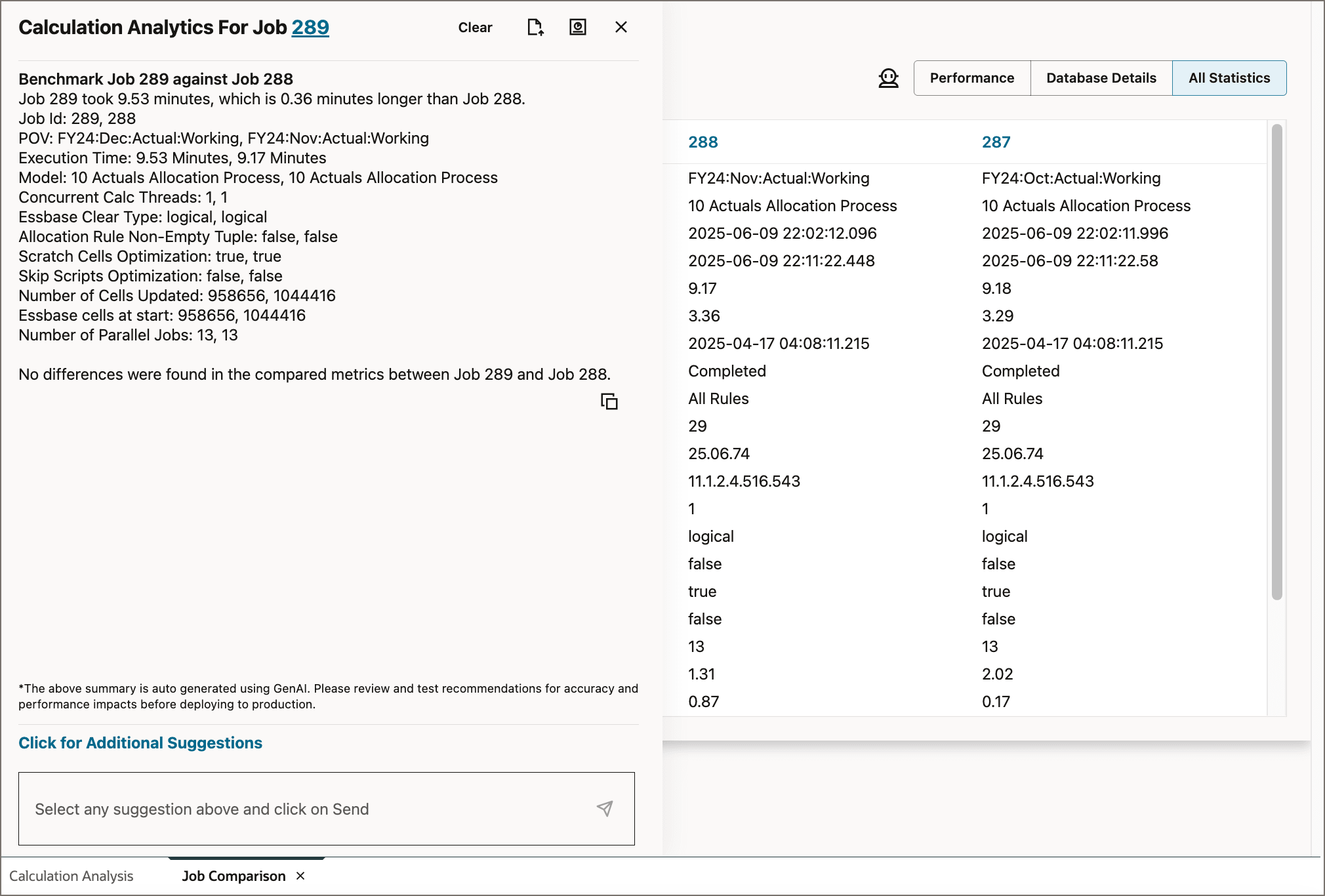 Calculation Analytics overlay