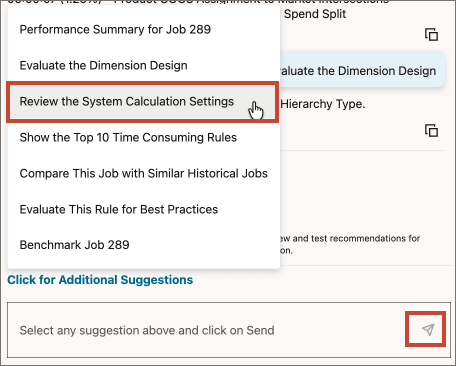 Gen AI suggestions list