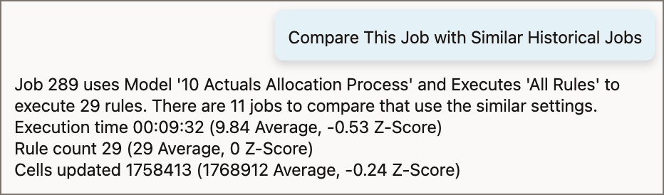 Comparison of current job to historical jobs