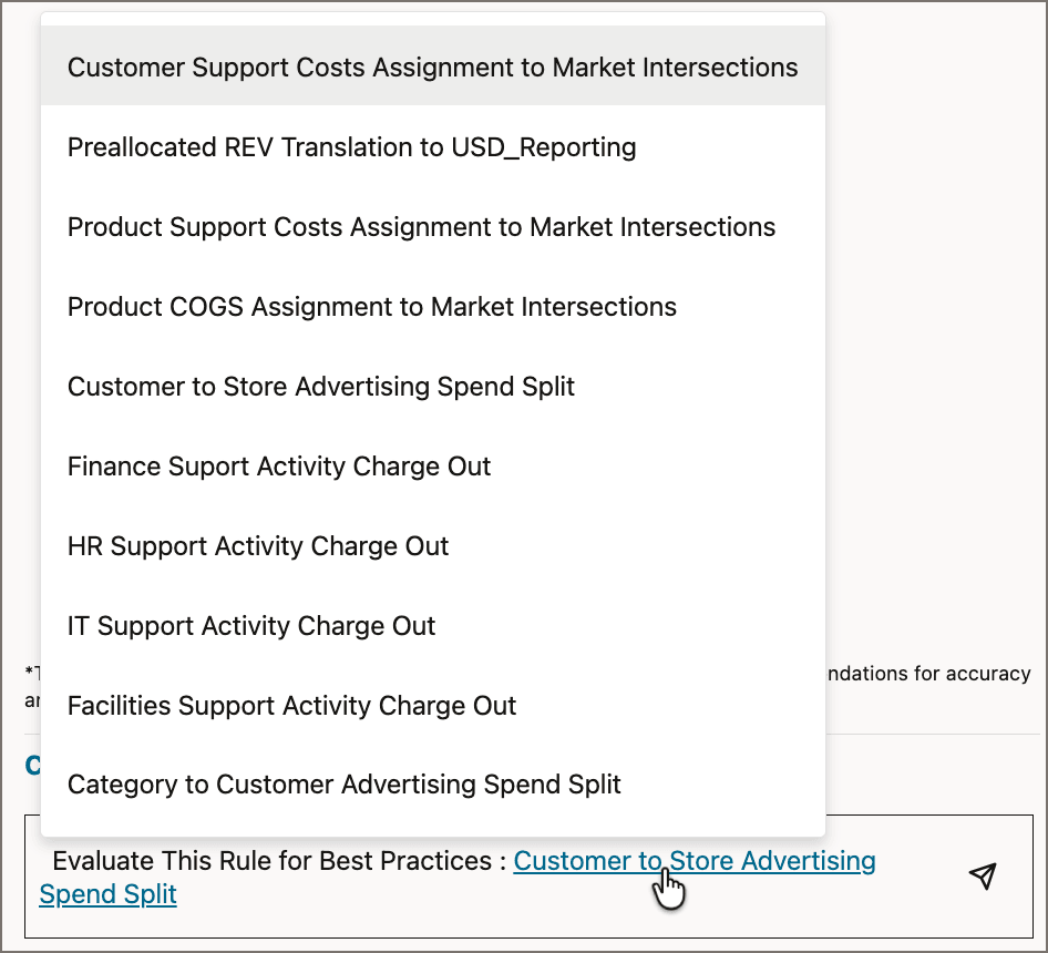 Top 10 time consuming rules displayed in prompt box