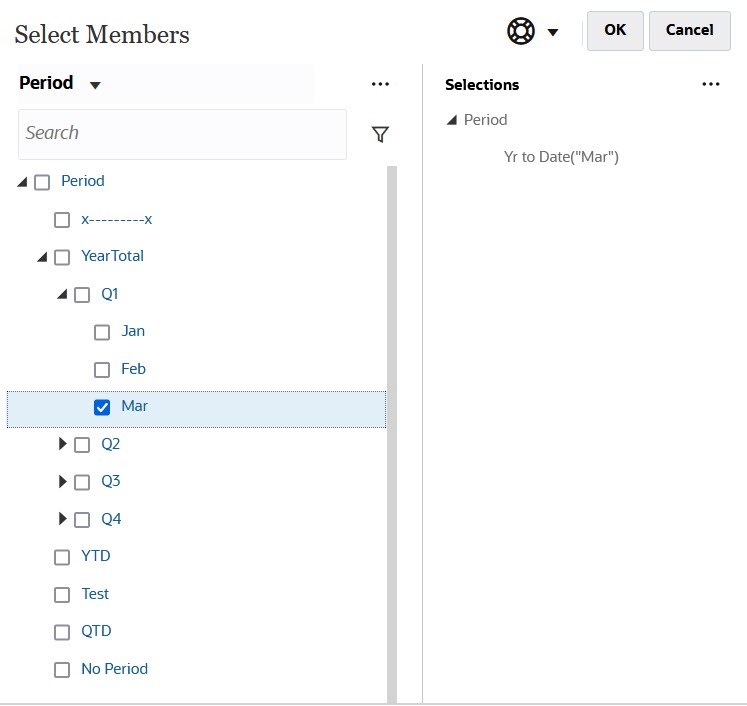 DTS Selections in Member Selector
