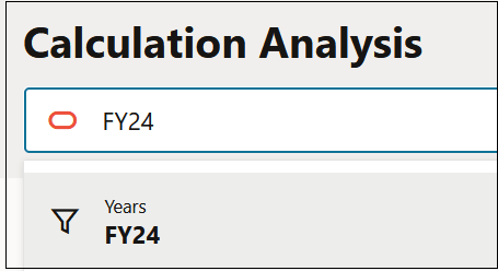 Calculation Analysis page with FY24 entered in Search